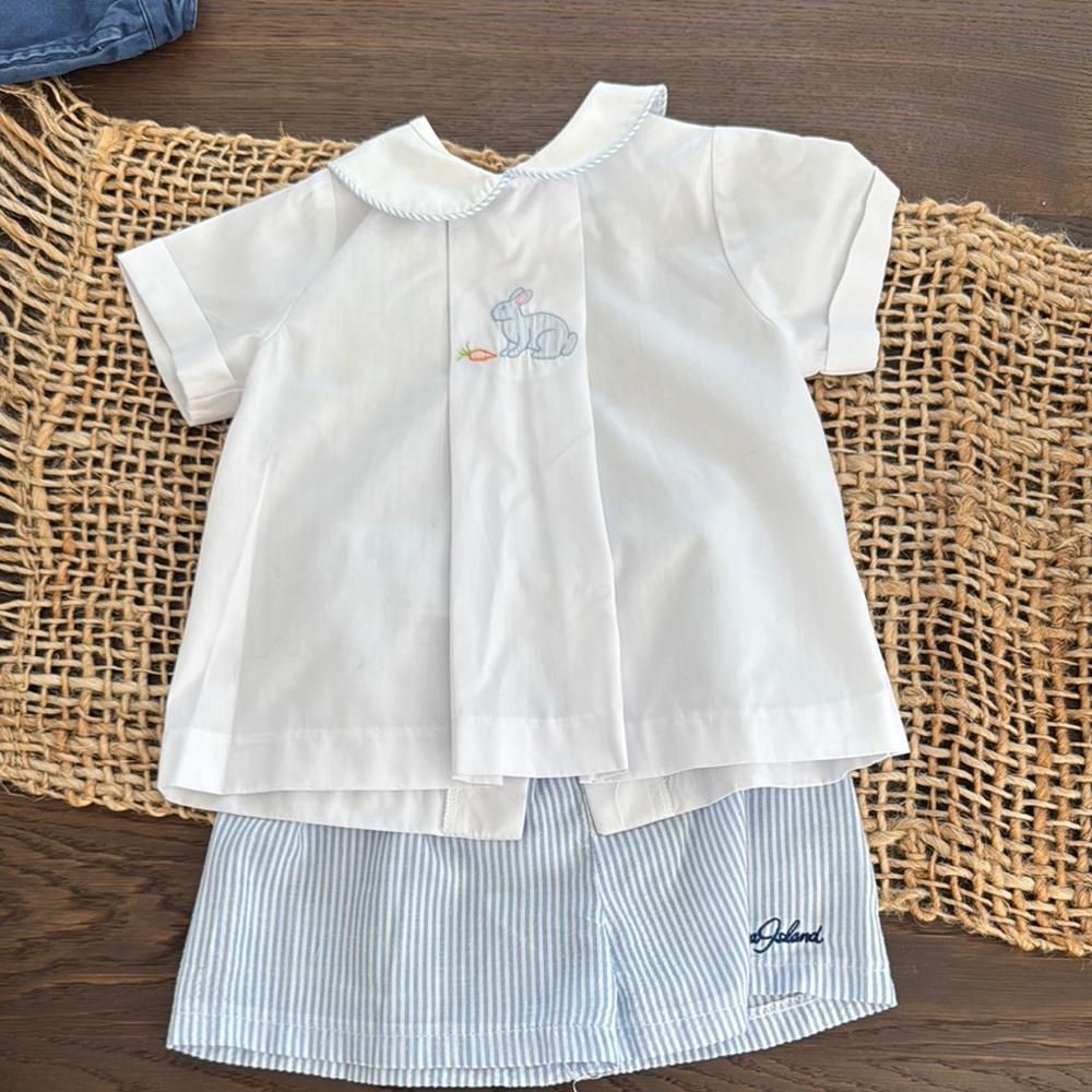 Classic White and Blue Kids Matching Set
